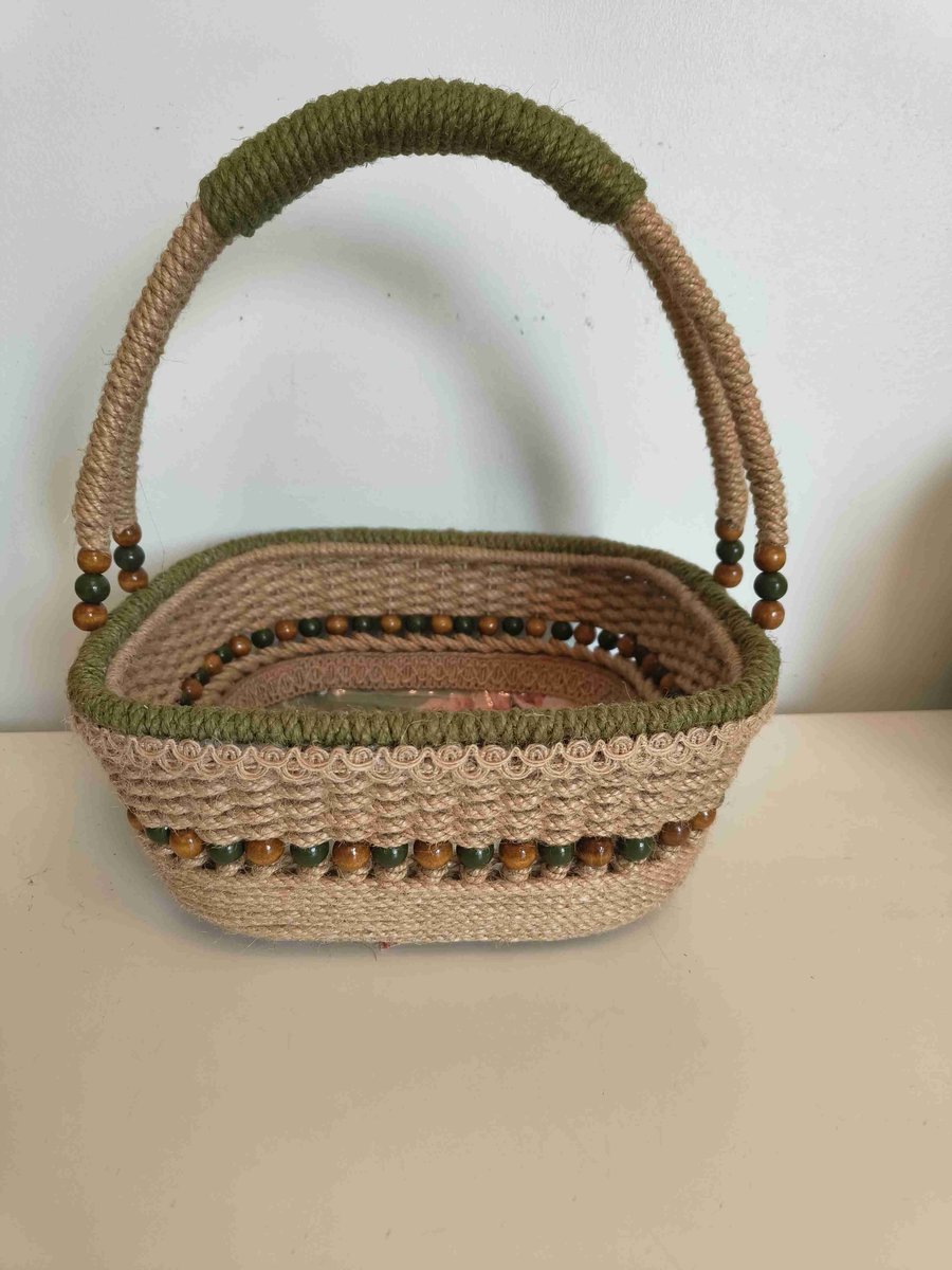 handmade hemp rope woven basket