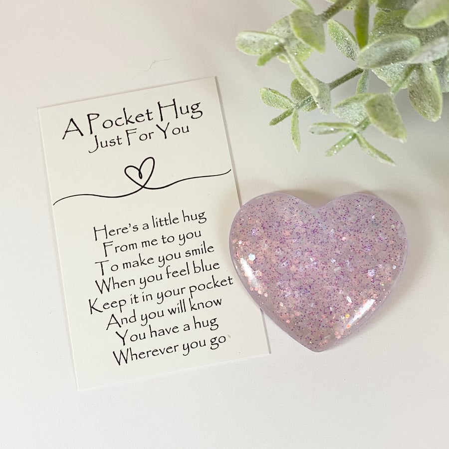 Fairy Tears Chunky Glitter Resin Pocket Hug Heart & Card