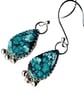 Turquoise Earrings Sterling Silver Jewellery Gift Tibetan Teardrop Gemstone - Image 1