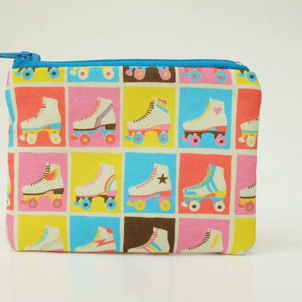 Roller Skates Retro Fabric Mini Coin Purse