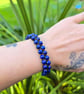 Lapis Lazuli Beaded Macrame Bracelet - Adjustable Gemstone Bracelet  - Image 2