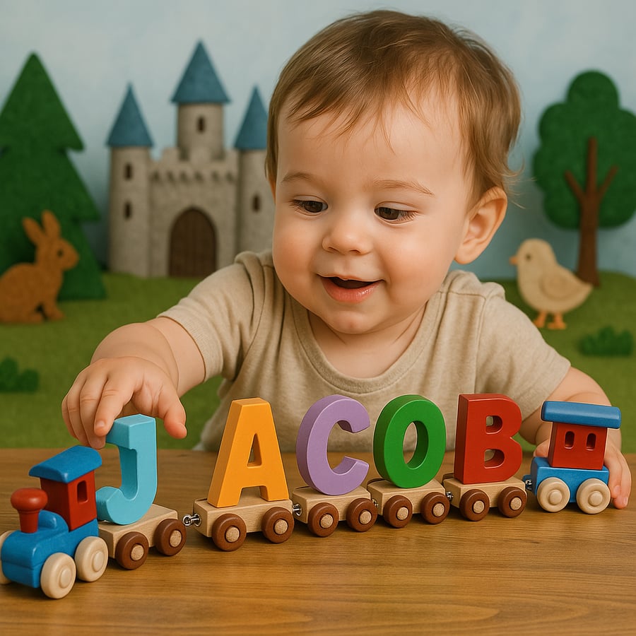 Wooden Train, Personalised Letter Train, Wooden Toys