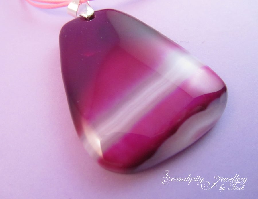 Pink Agate Pendant Necklace, Pink Necklace, Agate Necklace