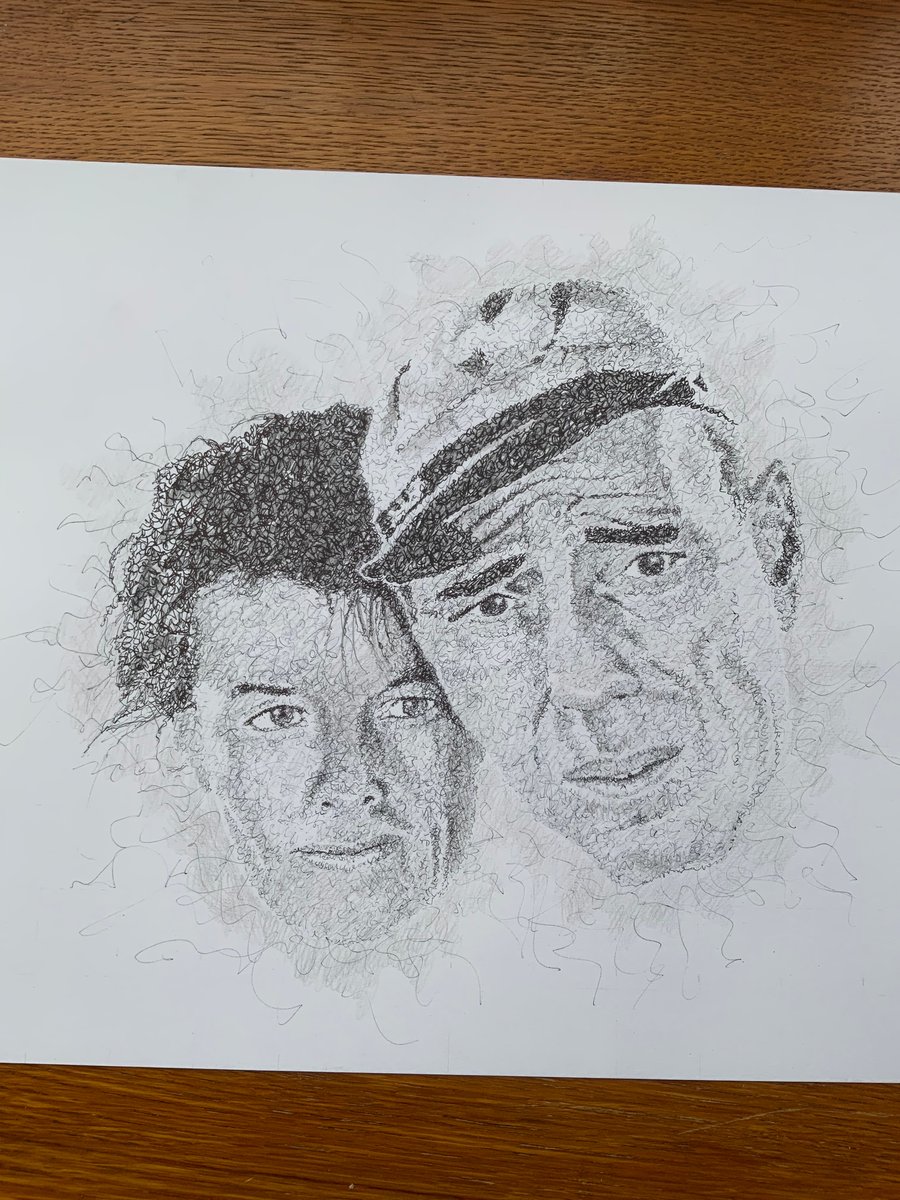 A portrait of Bogart and Hepburn