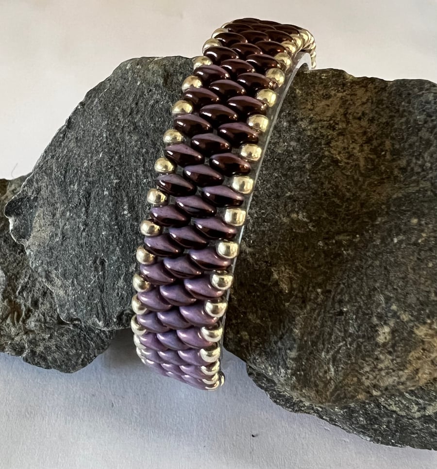 Slim SuperDuo Bracelet - Purple Lilac Duet