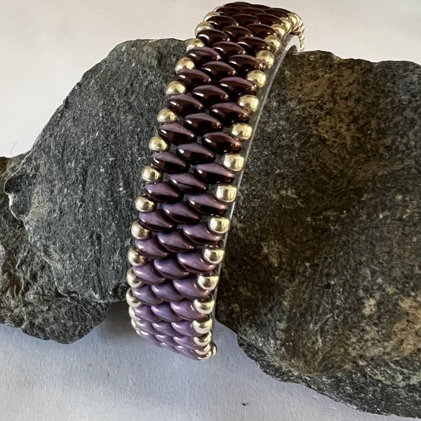 Slim SuperDuo Bracelet - Purple Lilac Duet