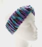 Purple Teal Ear Warmer, Crochet Twisted Headband