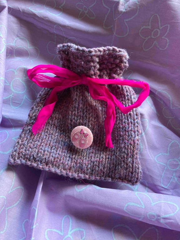 Hand knitted 100% woollen gift bag