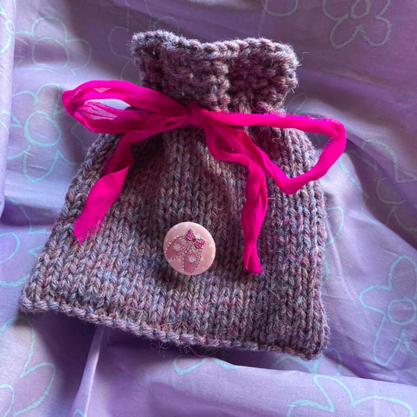 Hand knitted 100% woollen gift bag