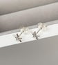 Sterling silver tiny star engraved set diamond star stud earrings - Image 3