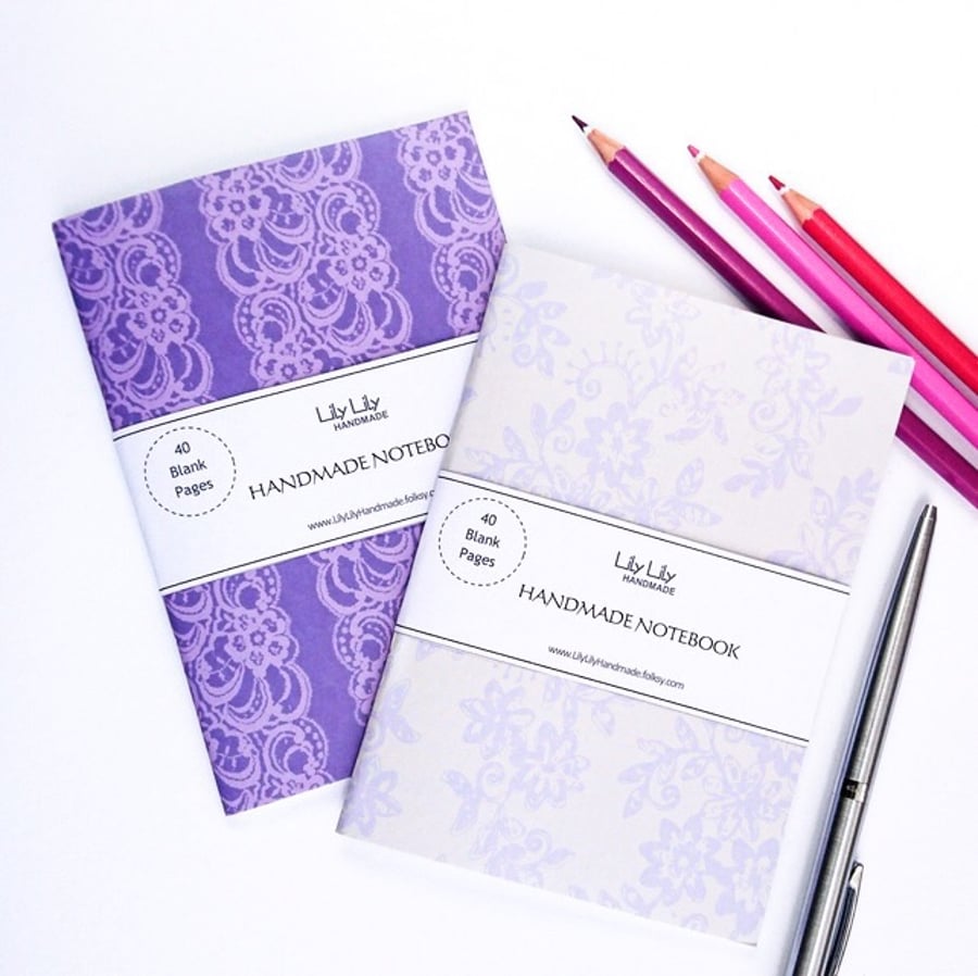 SALE Two handmade notebooks, lace designs SALE