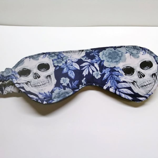 Gothic Blue Skull Sleep Mask, Gift for Goth, Handmade Yorkshire