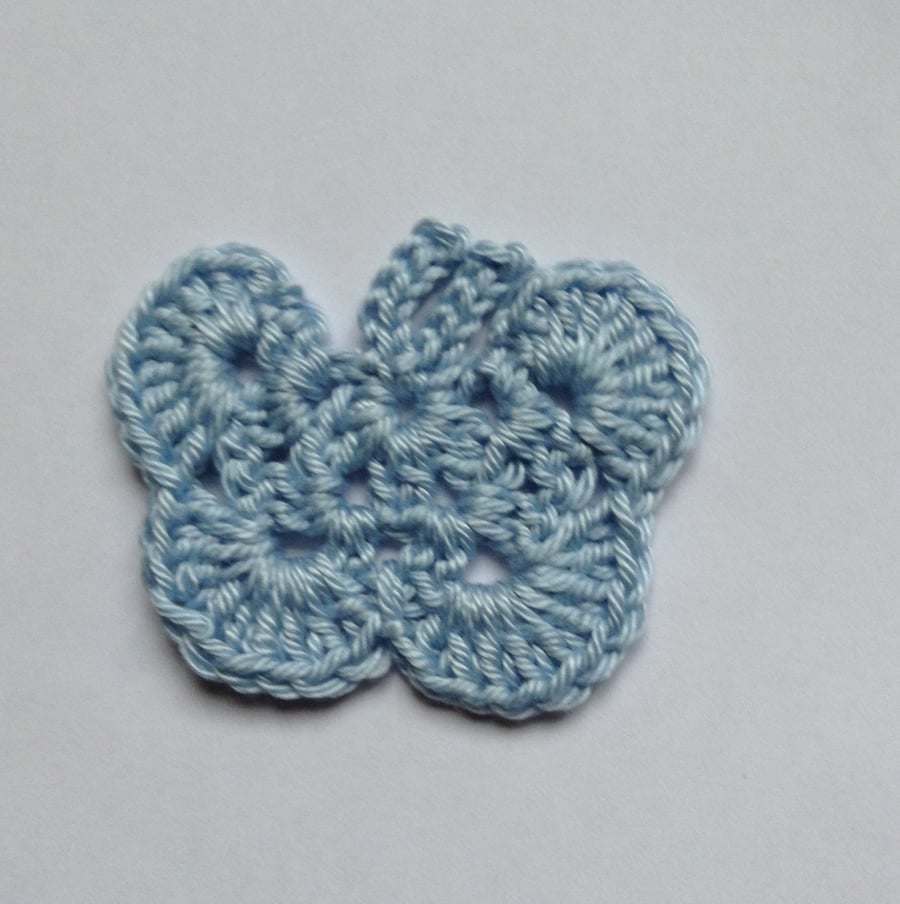 Crochet Butterfly Appliqué Embellishment in Pale Blue