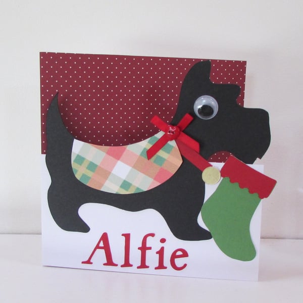 Personalised Scotty Dog Christmas Card