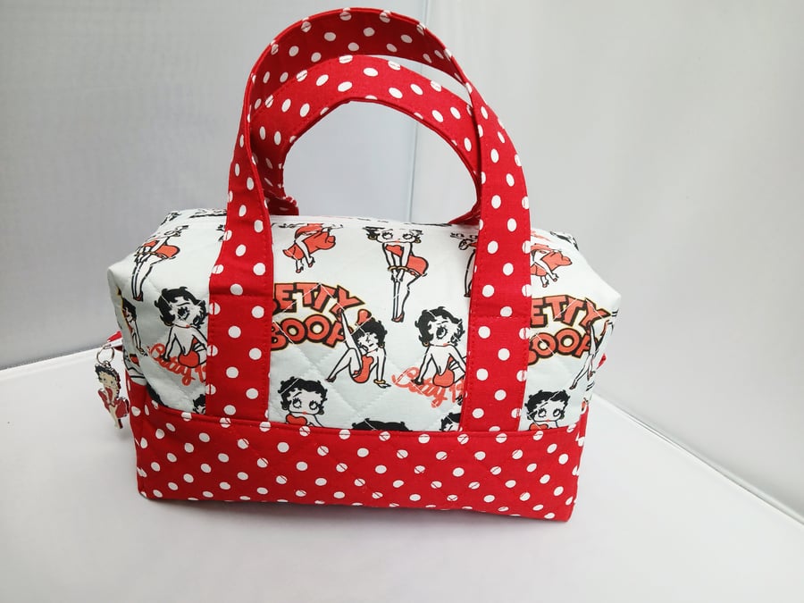 Betty Boop Bag, Quilted, Zipped, Multi Purpose, Make Up , Sewing, Pens, Pencils