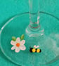 Hand Painted Daisy and Bee Champagne Glass - Image 3