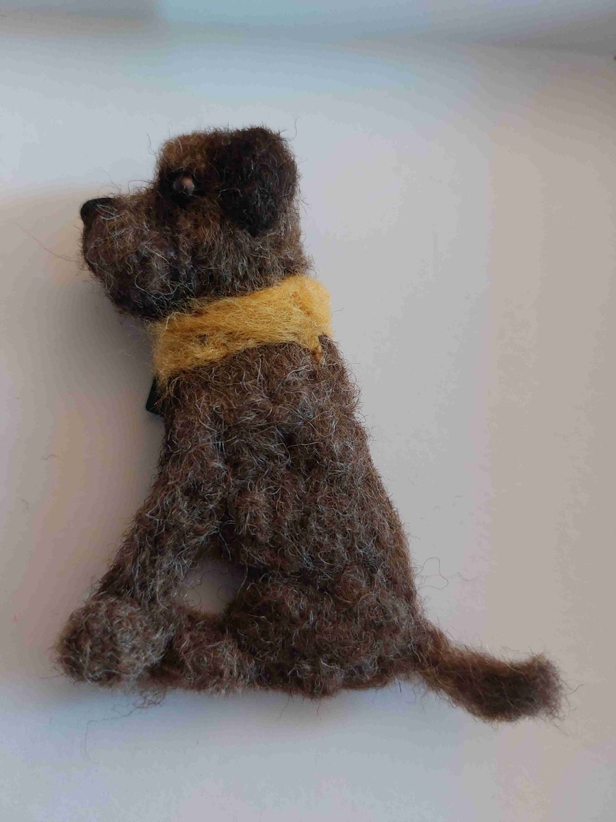 Border terrier style needle felt dog brooch
