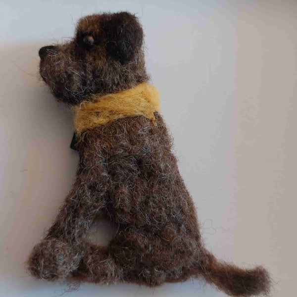 Border terrier style needle felt dog brooch