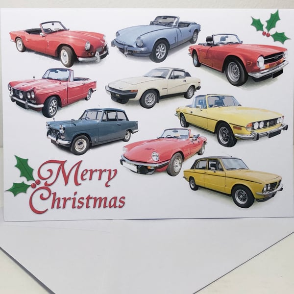 Triumph Classic Cars Christmas Cards (5x7in): Merry Christmas, Seasons Greetings