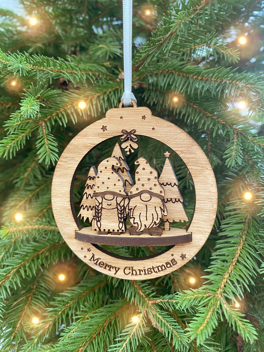 Couples Gonk Merry Christmas Ornament