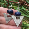 Sterling silver and lapis lazuli triangular earrings