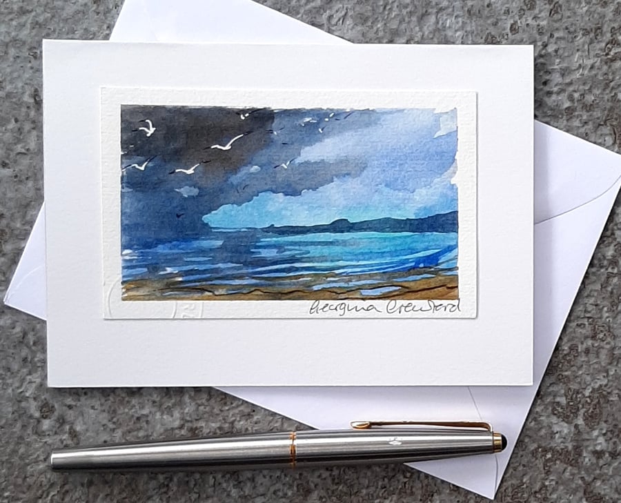 Blank Card. Handpainted Watercolour Art. OOAK