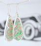 Boatite earrings - large cream and green marbled - Image 1
