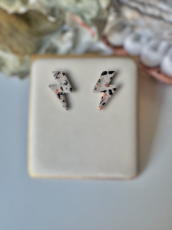 Animal Print - Lightning Bolt Polymer Clay earrings 