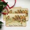GIFT TAGS ( set of 3) ' Robins '.  Winter . Christmas . Vintage-style.