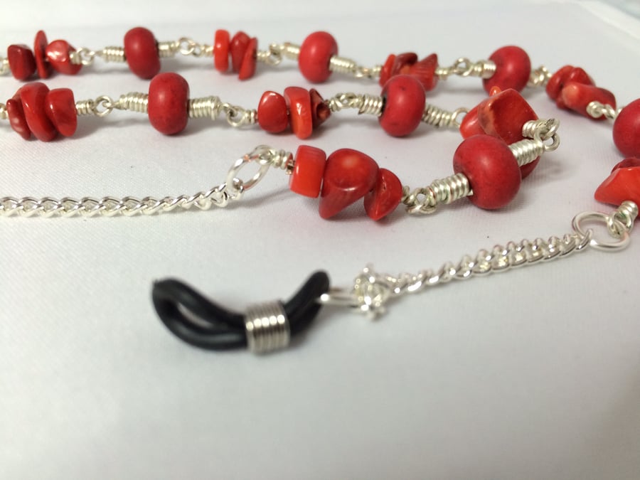 Red coral chip lanyard