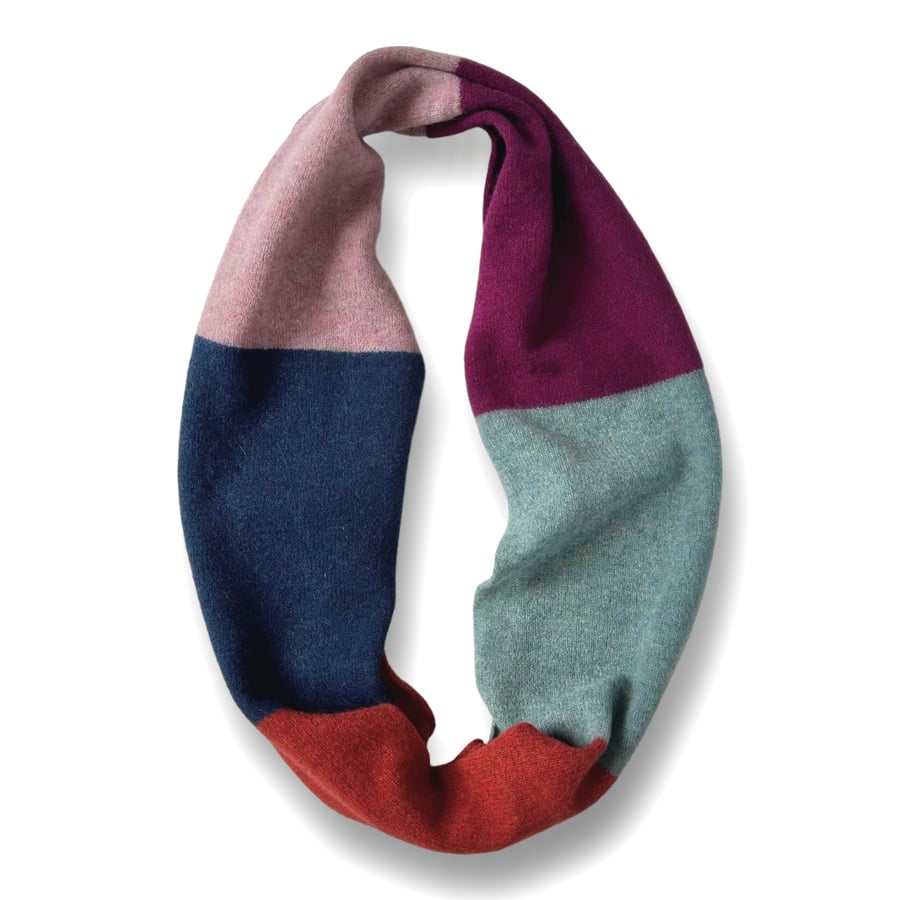 Colourblock Infinity Scarf - Duck Egg Navy Wine