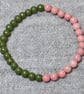 Green and Pink Stone Elastic Half and Half Bracelet - Image 2