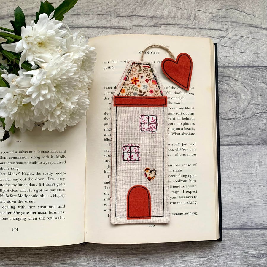 Bookmark, tall house bookmark, bookworm gift