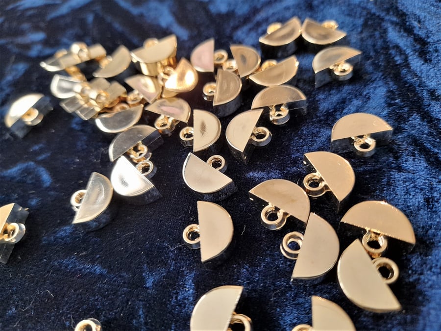 14mm gold half moon shaped small shank buttons