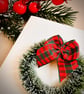 Mini Christmas wreath greeting card tartan bow pine ring holiday wishes  - Image 8