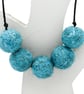 Felted bead necklace in teal wool - Image 1