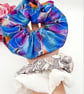3 large scrunchies,  white satin, blue petal and william morris.   - Image 4