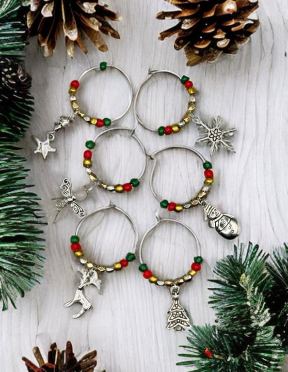 Christmas wine glass charms 