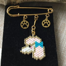 Beaded Poodle Dog Kilt Pin