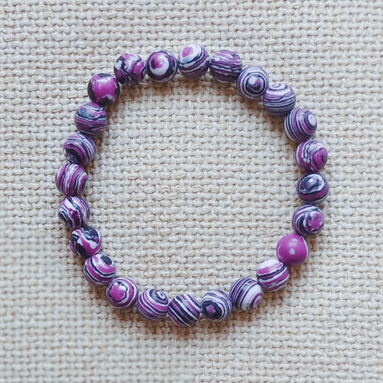 Ladies Natural Malachite Elastic Bead Bracelet