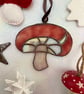 Red and copper stained glass mushroom toadstool - woodland decoration 