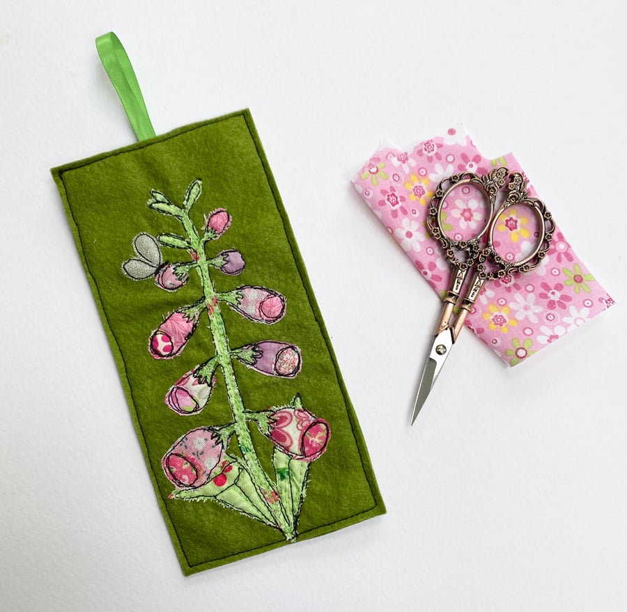 Order for Lyn. Embroidered up-cycled foxglove home decoration.