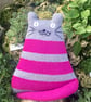 Grey and magenta  handknitted cat - Folksy Christmas 2026 - Image 1