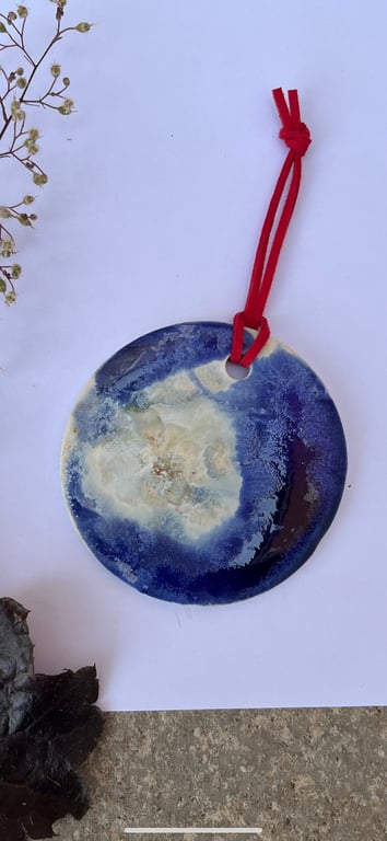 Portal Glazed Porcelain Christmas Tree Decoration Ornament Cobalt Ocean Glaze