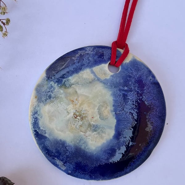 Portal Glazed Porcelain Christmas Tree Decoration Ornament Cobalt Ocean Glaze