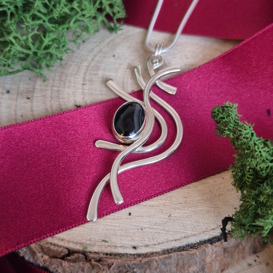 A 'One of a Kind' Black Banded Agate Sterling Silver Statement Necklace