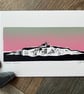 Inner Farne Original Lino Print Pink-Green Ombre