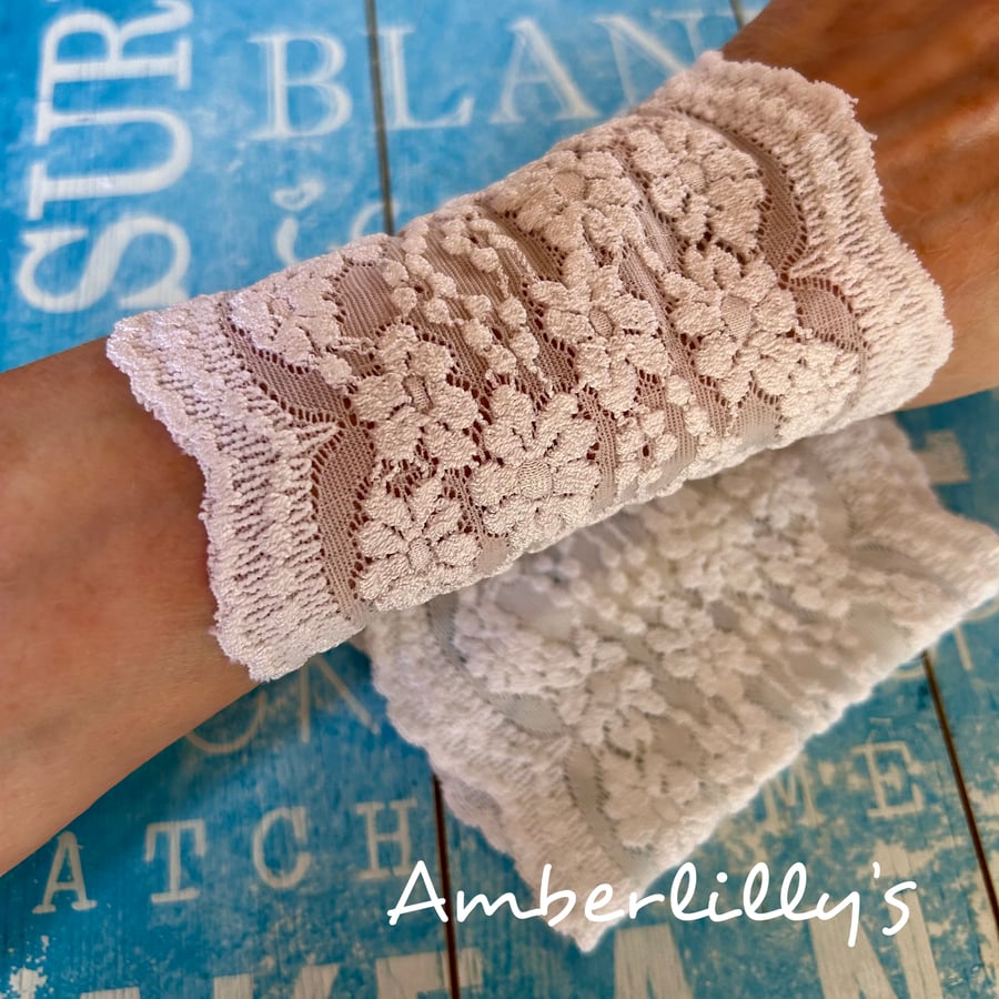 Lace cuffs one pair wedding bracelets bridal jewellery 