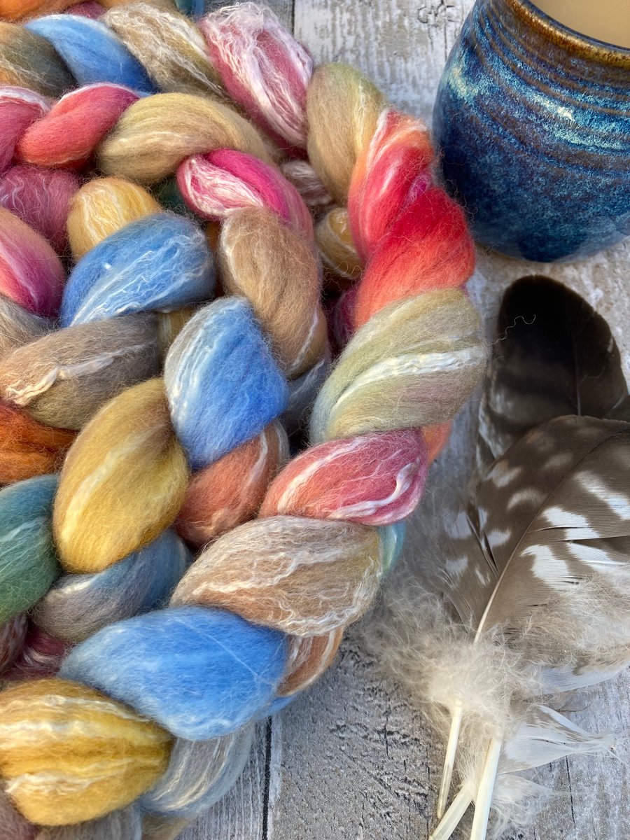 Merino tencel Spinning fibre 100g Campfire tales