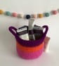 FELTED 'FUSSPOT' BOWL, desk tidy . Multicoloured . Bright. Stripes. - Image 4